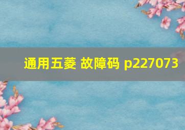 通用五菱 故障码 p227073